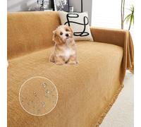 OBASDFD Copridivani Impermeabili Con Frange For Divani Componibili A L, In Ciniglia For Proteggere Gli Animali Domestici(Yellow,180 * 420cm/71 * 165in)