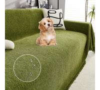 OBASDFD Copridivani Impermeabili Con Frange For Divani Componibili A L, In Ciniglia For Proteggere Gli Animali Domestici(Green,180 * 420cm/71 * 165in)