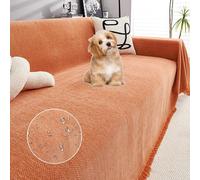 OBASDFD Copridivani Impermeabili Con Frange For Divani Componibili A L, In Ciniglia For Proteggere Gli Animali Domestici(Orange,180 * 230cm/71 * 90.5in)