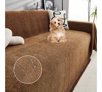 OBASDFD Copridivani Impermeabili Con Frange For Divani Componibili A L, In Ciniglia For Proteggere Gli Animali Domestici(Brown,180 * 300cm/71 * 118in)