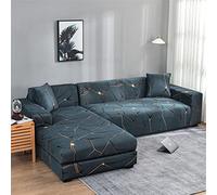 OBASDFD Copridivano A Forma Di L, Fondo Elastico Antiscivolo, For La Protezione Dei Mobili Del Soggiorno(2,4 Seater+4 Seater)