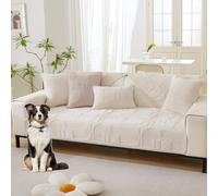 OBASDFD Copridivano A Forma Di L In Tinta Unita, Antiscivolo, Resistente Agli Animali Domestici, Protezione For Mobili(Beige,90 * 210cm)