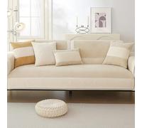 OBASDFD Copridivano Antiscivolo In Velluto A Coste Patchwork For Divani Componibili, Protezione For Mobili Resistente Agli Animali Domestici(Beige,90 * 240cm/35.4 * 94.5in)