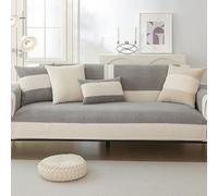 OBASDFD Copridivano Antiscivolo In Velluto A Coste Patchwork For Divani Componibili, Protezione For Mobili Resistente Agli Animali Domestici(Lgray,110 * 110/43 * 43in)