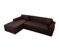 OBASDFD Copridivano Componibile A L Con Chaise Longue, Elasticizzato Antiscivolo(Brown,3+2 Seater)
