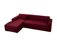 OBASDFD Copridivano Componibile A L Con Chaise Longue, Elasticizzato Antiscivolo(Burgundy,4+3 Seater)