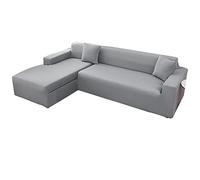 OBASDFD Copridivano Componibile A L Con Chaise Longue, Elasticizzato Antiscivolo(Light Gray,4+4 Seater)