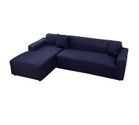 OBASDFD Copridivano Componibile A L Con Chaise Longue, Elasticizzato Antiscivolo(Navy Blue,4+2 Seater)