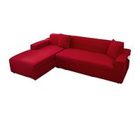 OBASDFD Copridivano Componibile A L Con Chaise Longue, Elasticizzato Antiscivolo(Red,4+4 Seater)