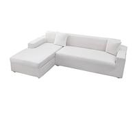 OBASDFD Copridivano Componibile A L Con Chaise Longue, Elasticizzato Antiscivolo(White,3+3 Seater)