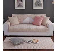 OBASDFD Copridivano Componibile Antiscivolo In Velluto, Lavabile, For La Protezione Di Mobili A L(Beige,110 * 240cm)