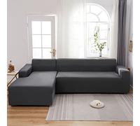 OBASDFD Copridivano Componibile Elasticizzato, Protezione Antiscivolo For Mobili In Tinta Unita For Divani A Due Posti(Grey,2 Seater 145-185cm)