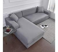 OBASDFD Copridivano Componibile Elasticizzato, Protezione Antiscivolo For Mobili In Tinta Unita For Divani A Due Posti(Light Grey,2 Seater 145-185cm)