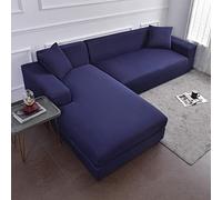 OBASDFD Copridivano Componibile Elasticizzato, Protezione Antiscivolo For Mobili In Tinta Unita For Divani A Due Posti(Navy Blue,3 Seater 190-230cm)