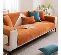 OBASDFD Copridivano Componibile In Ciniglia, Antiscivolo, Resistente Ai Liquidi, For 3 Posti, Lavabile, Adatto Agli Animali Domestici(Orange,90 * 210cm/35.4 * 83in)