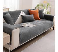 OBASDFD Copridivano Componibile In Ciniglia, Antiscivolo, Resistente Ai Liquidi, For 3 Posti, Lavabile, Adatto Agli Animali Domestici(Grey,110 * 160cm/43 * 63in)