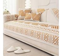 OBASDFD Copridivano Componibile In Ciniglia Bohémien, Antiscivolo, Lavabile, Adatto Agli Animali Domestici(Orange,90 * 240cm/35 * 94)