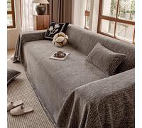 OBASDFD Copridivano Componibile In Ciniglia, Fodera Antiscivolo Lavabile, Protezione Multiuso For Mobili(Grey,180 * 420CM)