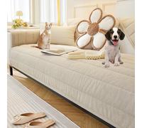 OBASDFD Copridivano Componibile In Cotone, Antiscivolo, Lavabile, For Divani Da 2-4 Cuscini(Beige,110 * 160cm/43 * 63in)