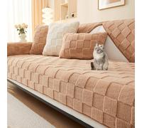 OBASDFD Copridivano Componibile In Peluche Tinta Unita, Antiscivolo, Lavabile, Resistente Agli Animali Domestici(Curry,90 * 240cm/35.4 * 94.5in)