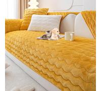 OBASDFD Copridivano Componibile In Velluto Con Fondo Antiscivolo, Morbida Protezione For Divani(Yellow,Pillowcover30*50cm)