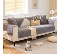 OBASDFD Copridivano Componibile Sherpa, Protezione Antiscivolo For Mobili In Peluche, Lavabile In Lavatrice(Grey,90 * 160cm/35.4 * 63in)