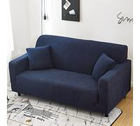 OBASDFD Copridivano elasticizzato con fondo elastico, protezione per mobili in tinta unita (blu, 3 posti (190-230 cm)