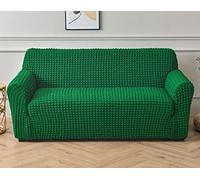 OBASDFD Copridivano elasticizzato effetto seersucker, protezione per mobili 3D (verde, 4 posti (235-290 cm)