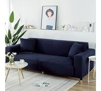 OBASDFD Copridivano elasticizzato effetto seta con base elastica antiscivolo (blu scuro, 2 posti (145-185 cm)