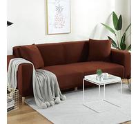 OBASDFD Copridivano elasticizzato effetto seta con base elastica antiscivolo (caffè scuro, 2 posti (145-185 cm)