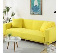 OBASDFD Copridivano elasticizzato effetto seta con base elastica antiscivolo (giallo, 3 posti (190-230 cm)