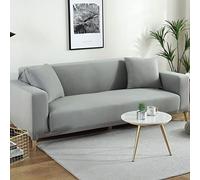 OBASDFD Copridivano elasticizzato effetto seta con base elastica antiscivolo (grigio, 2 posti (145-185 cm)