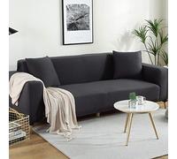 OBASDFD Copridivano elasticizzato effetto seta con base elastica antiscivolo (grigio scuro, 3 posti (190-230 cm)