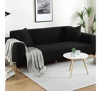 OBASDFD Copridivano elasticizzato effetto seta con base elastica antiscivolo (nero, 1 posto (90-140 cm)