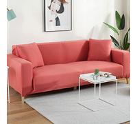 OBASDFD Copridivano elasticizzato effetto seta con base elastica antiscivolo (rosso, 3 posti (190-230 cm)