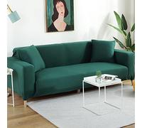 OBASDFD Copridivano elasticizzato effetto seta con base elastica antiscivolo (verde scuro, 2 posti (145-185 cm)