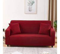 OBASDFD Copridivano elasticizzato in jacquard, protezione per mobili, lavabile in lavatrice (rosso, a 3 posti, 190-230 cm)
