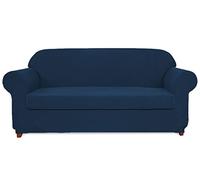 OBASDFD Copridivano Elasticizzato Tinta Unita, Lavabile Spesso(Blue-b,4 Seat 235-300cm)