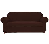 OBASDFD Copridivano Elasticizzato Tinta Unita, Lavabile Spesso(Deep Coffee,1 Seat 81-120cm)