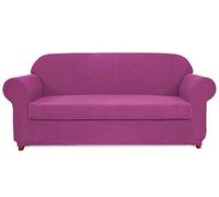 OBASDFD Copridivano Elasticizzato Tinta Unita, Lavabile Spesso(Purple,3 Seat 183-234cm)