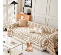 OBASDFD Copridivano In Ciniglia Boho Con Design Antiscivolo, Protezione Multiuso A Forma Di L For Animali Domestici(Curry,180 * 380cm/71 * 150in)