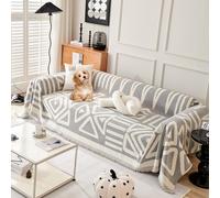 OBASDFD Copridivano In Ciniglia Boho Con Design Antiscivolo, Protezione Multiuso A Forma Di L For Animali Domestici(Grey,180 * 380cm/71 * 150in)