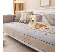 OBASDFD Copridivano In Ciniglia Boho, Protezione Antiscivolo For Divano Componibile, Lavabile, Adatto Agli Animali Domestici(Graya,90 * 240cm/35 * 94)