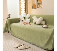 OBASDFD Copridivano In Ciniglia Con Nappa, Protezione Antiscivolo Lavabile For Divani Componibili(Green,180 * 260cm/71 * 102.4in)