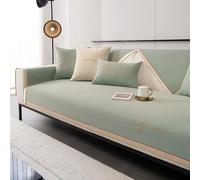 OBASDFD Copridivano In Ciniglia Ricamato For Divani Componibili, Fodera Antiscivolo Spessa, Protezione For Mobili(Green,90 * 120cm/35.4 * 47in)