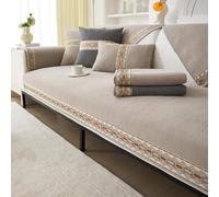 OBASDFD Copridivano In Ciniglia, Universale, Antiscivolo, Lavabile, Reversibile, Protezione For Mobili(Khaki,110 * 210cm/43 * 83in)