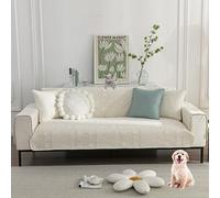 OBASDFD Copridivano In Cotone For Divani Componibili, Protezione Antiscivolo For Mobili Adatta Agli Animali Domestici(Beige,70 * 150cm/27.6 * 59in)