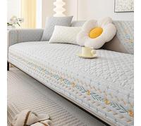 OBASDFD Copridivano In Morbido Cotone Lavato Con Ricamo For La Protezione Dei Mobili, Vestibilità Universale For Divani A 3 Cuscini E A L, Fodera Lavabile(Lgray,90 * 180cm/35.4 * 71in)