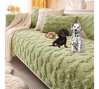 OBASDFD Copridivano In Pelliccia Sintetica For Divani Componibili, Fodera Antiscivolo Lavabile A Forma Di L(Green,110 * 240cm/43 * 94.5in)