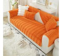 OBASDFD Copridivano In Peluche Antiscivolo, Resistente Agli Animali Domestici, Componibile In Pelliccia Di Coniglio Spessa, Lavabile(Orange,70 * 70cm/27.6 * 27.6in)